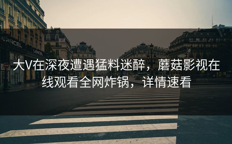 大V在深夜遭遇猛料迷醉，蘑菇影视在线观看全网炸锅，详情速看