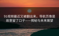 91视频最近又被翻出来，导航页像是故意留了口子——揭秘与未来展望