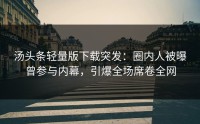 汤头条轻量版下载突发：圈内人被曝曾参与内幕，引爆全场席卷全网