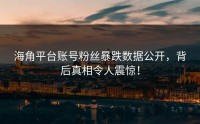 海角平台账号粉丝暴跌数据公开，背后真相令人震惊！