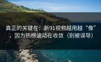 真正的关键在：新91视频越用越“像”，因为热榜波动在收敛（别被误导）