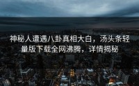 神秘人遭遇八卦真相大白，汤头条轻量版下载全网沸腾，详情揭秘