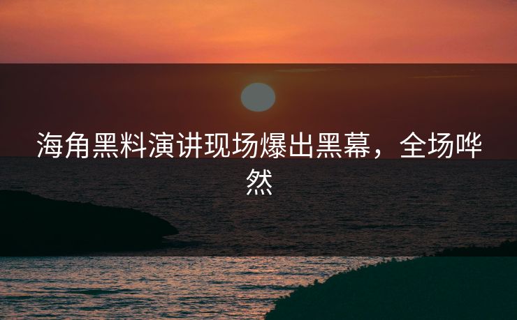 海角黑料演讲现场爆出黑幕，全场哗然