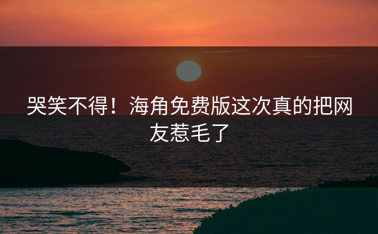 哭笑不得！海角免费版这次真的把网友惹毛了