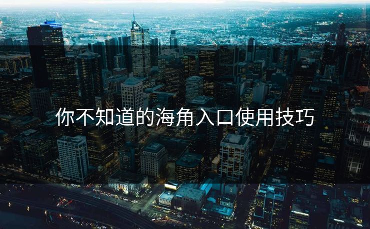 你不知道的海角入口使用技巧