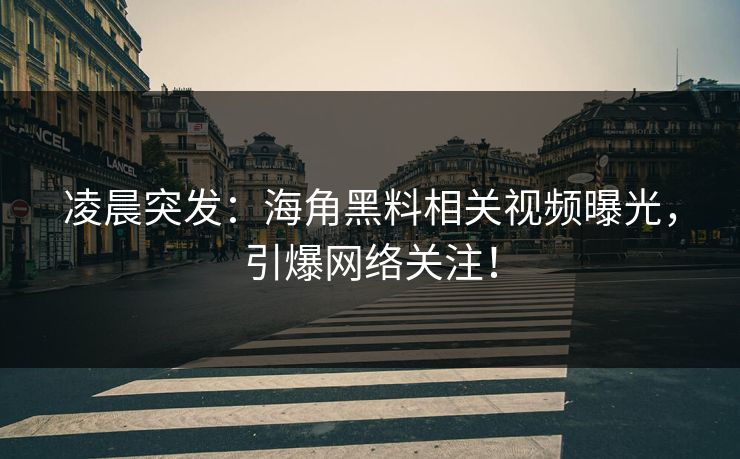 凌晨突发：海角黑料相关视频曝光，引爆网络关注！