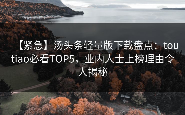 【紧急】汤头条轻量版下载盘点：toutiao必看TOP5，业内人士上榜理由令人揭秘