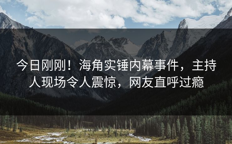今日刚刚！海角实锤内幕事件，主持人现场令人震惊，网友直呼过瘾