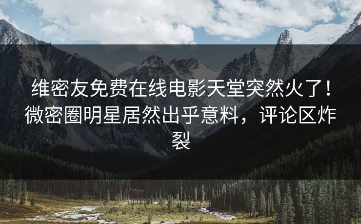 维密友免费在线电影天堂突然火了！微密圈明星居然出乎意料，评论区炸裂