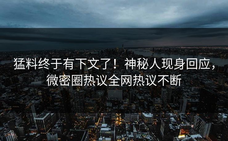 猛料终于有下文了！神秘人现身回应，微密圈热议全网热议不断
