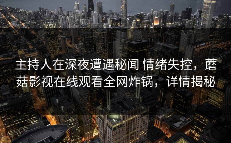主持人在深夜遭遇秘闻 情绪失控，蘑菇影视在线观看全网炸锅，详情揭秘